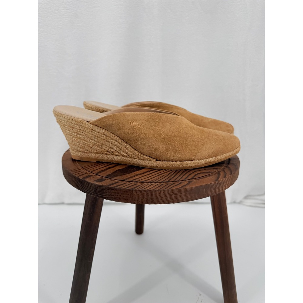Viscata Barcelona Roses Suede Espadrille Wedge Mules Tan Pointed Toe US 10 EU 41